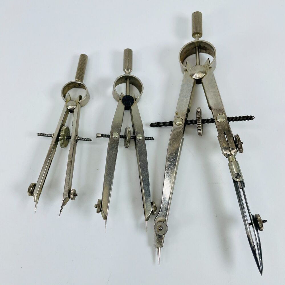 Lot of 3 Vintage Dietzgen Drafting Tools Compasses & Dividers German Steel